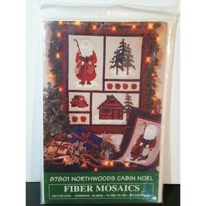 Fiber Mosaics 87801 Northwoods Cabin Noel Rustic Woodland Santa Quilt Pattern
